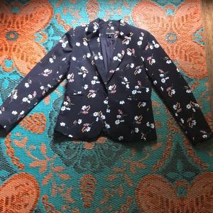 Cynthia Rowley navy blue floral blazer